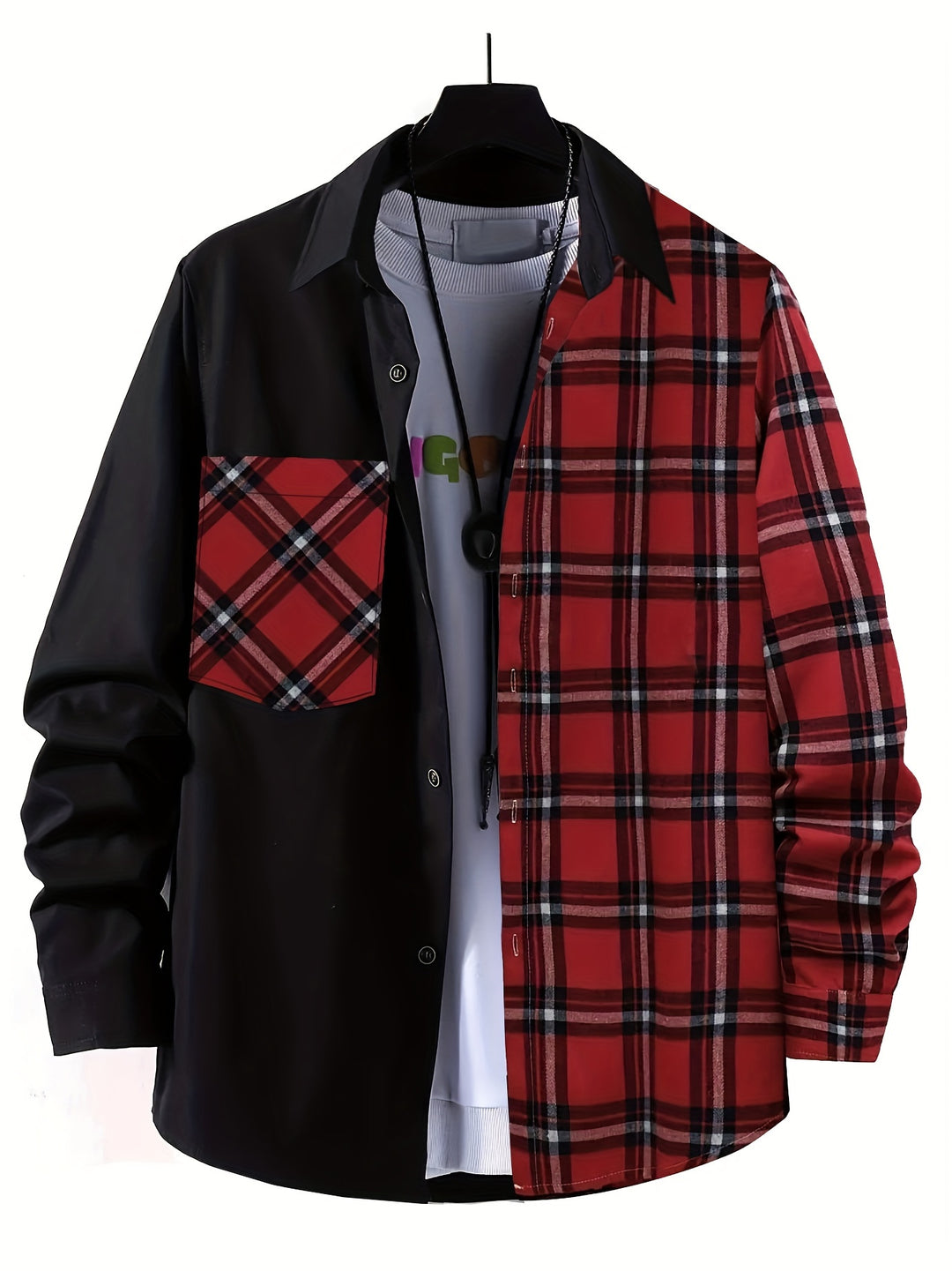 Boy's Plaid Button Down Shirt, Kids Lapel Color Block Trendy Long Sleeve Casual Tee Tops With Pocket For All Season