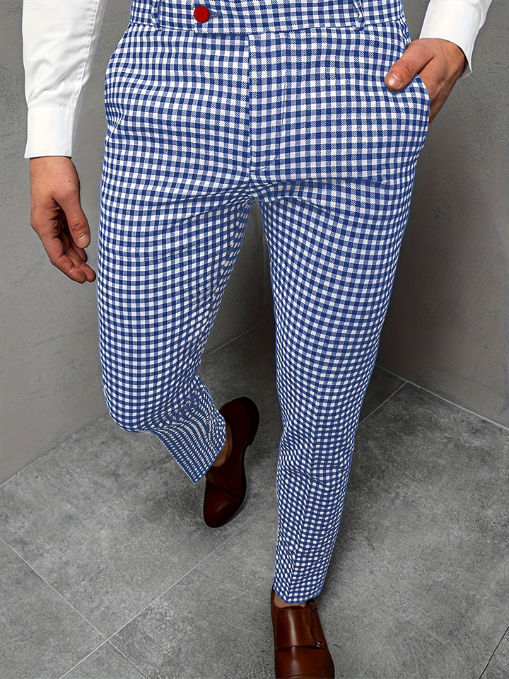 New Men's Plaid Casual Pants Business Social Suit Pants