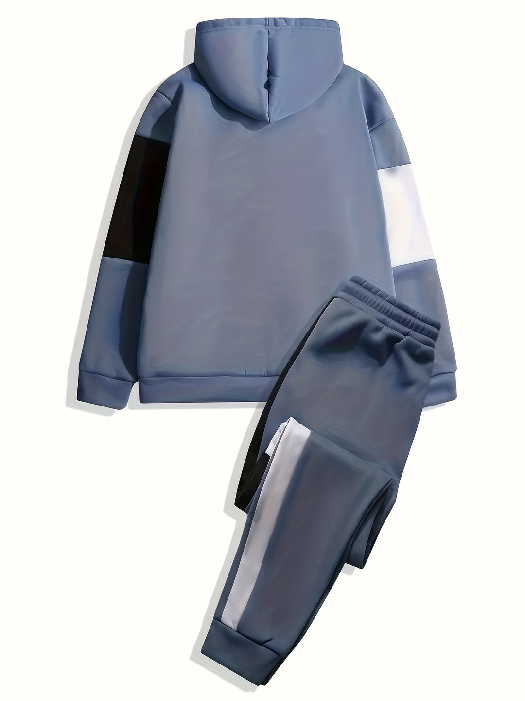 Color Block Men's 2Pcs Outfits, Casual Hoodies Long Sleeve Pullover Hooded Sweatshirt And Sweatpants Joggers Set For Spring Fall, Men's Clothing