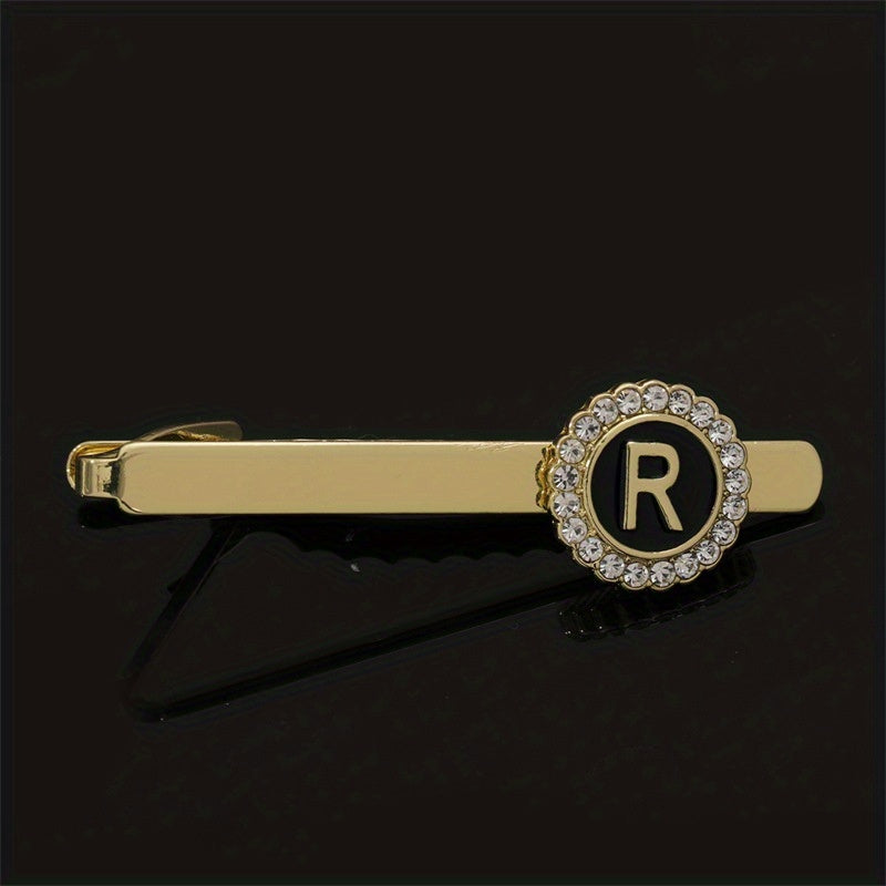 Men's Tie Clip Zirconia Initial Letter Lapel Clip Tie Clip Tie Accessories