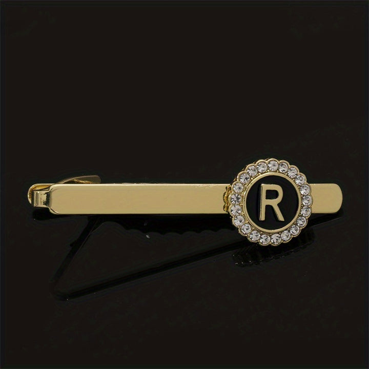 Men's Tie Clip Zirconia Initial Letter Lapel Clip Tie Clip Tie Accessories