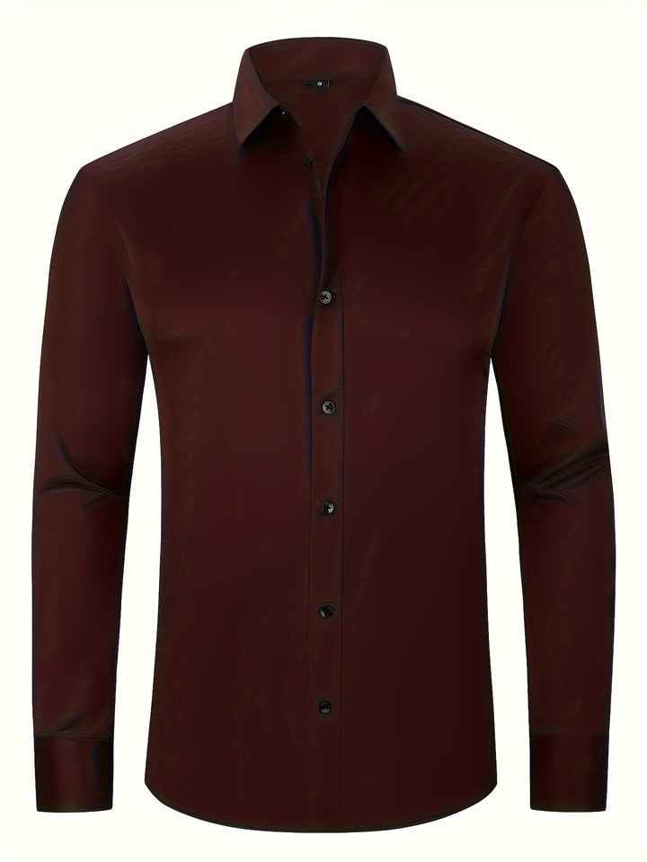 Men's Formal Classic Design Button Up Shirt, Male Clothes For Spring And Fall Business Occasion