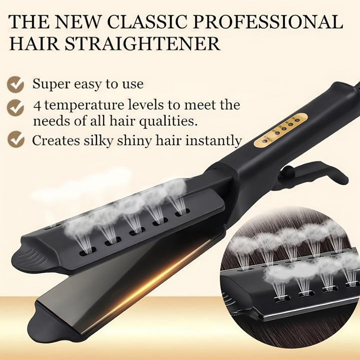 Hair Straightener With Four-gear Temperature Adjustment, Ceramic Tourmaline Ionic Flat Iron Curling Iron Hair Curler For Women