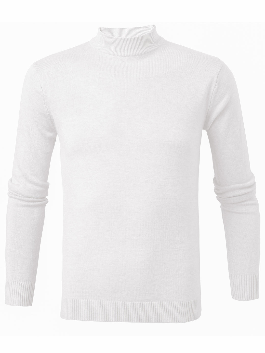 Mock Neck Knitted Slim Solid Sweater, Men's Casual Warm Solid High Stretch Pullover Sweater For Fall Winter