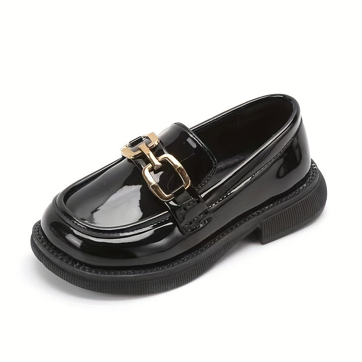 Girls Trendy Buckle Strap Slip On Loafers, Kids Casual Dress Up Walking Shoes