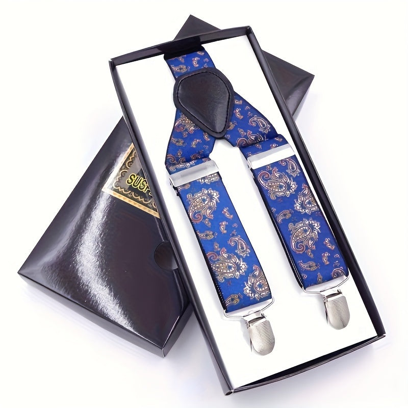 Men's Plaid Three-clip Suspenders, Trousers Elastic Suspenders, For Boyfriend And Husband Gifts