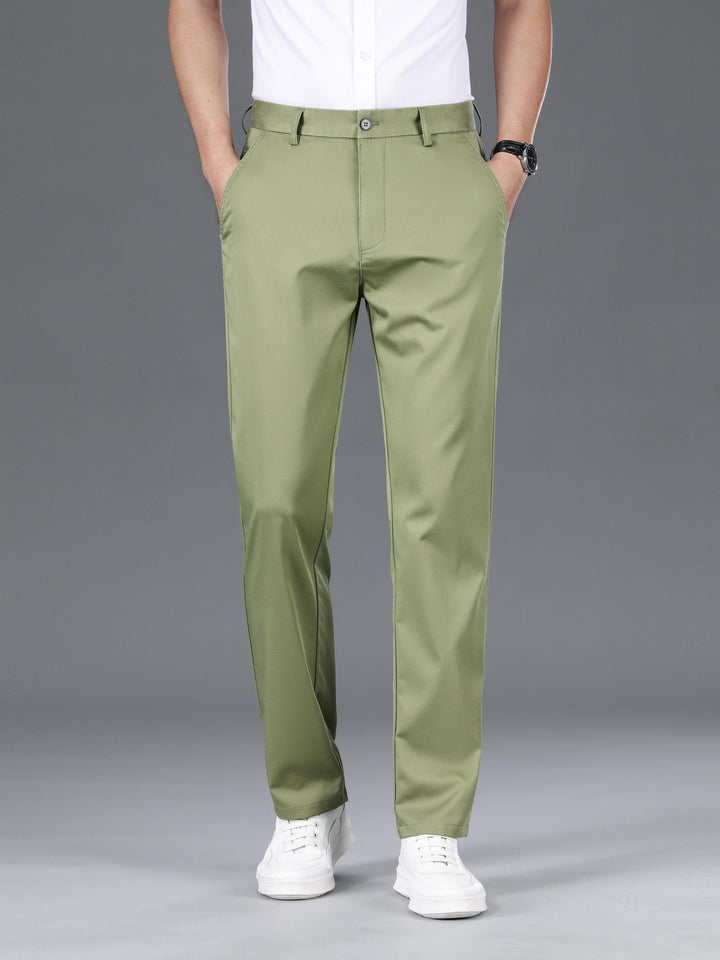 Classic Design Dress Pants, Men's Formal Solid Color Slightly Stretch Dress Pants For Spring Summer Business
