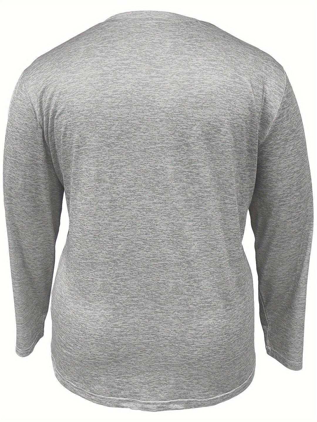 Plus Size Casual T-shirt, Women's Plus Heart Print Long Sleeve Round Neck Medium Stretch T-shirt