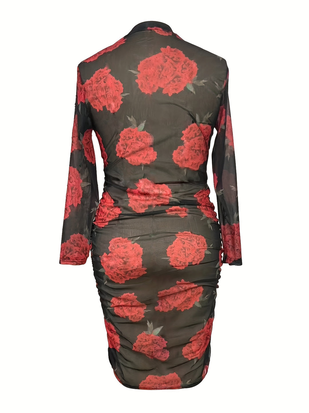 Floral Print Plus Size Dress for Women - Sexy and Slimming with Mock Neck and Ruched Details