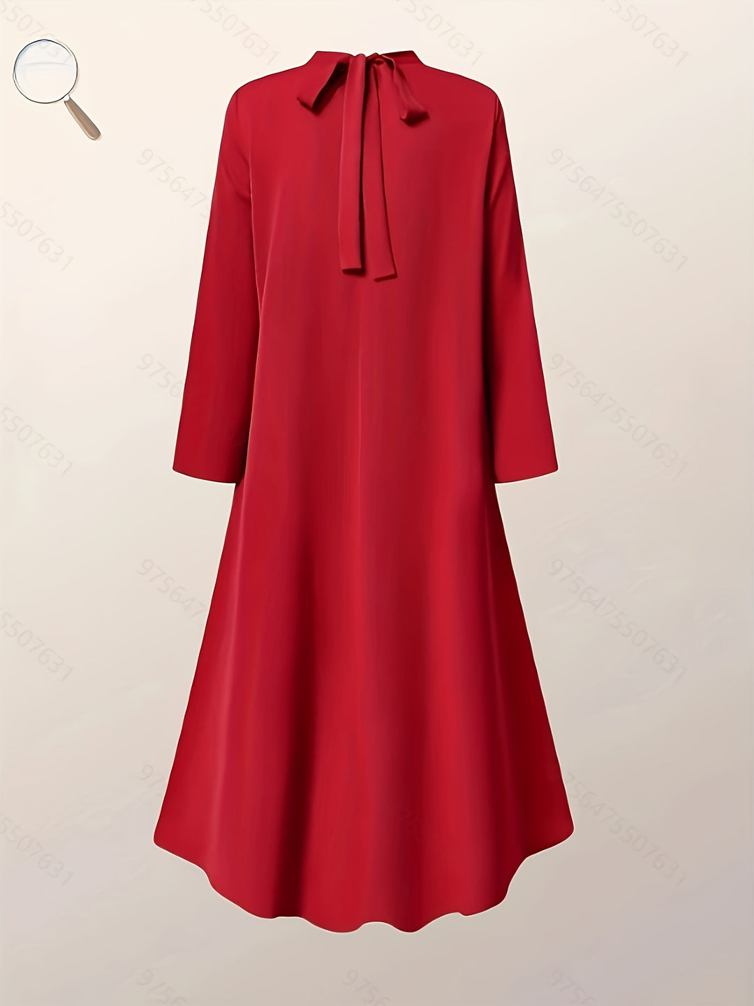 Solid Mock Neck Dress, Elegant Long Sleeve Irregular Hem Dress, Women's Clothing