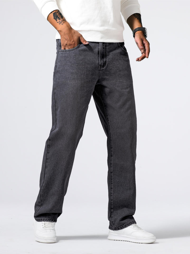 Loose Fit Straight Leg Jeans, Men's Casual Street Style Distressed Denim Pants For All Seasons