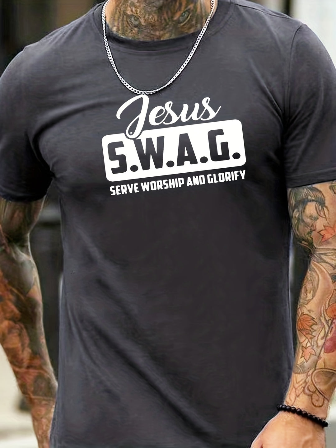 Tees For Men, 'Jesus Swag' Print T Shirt, Casual Short Sleeve Crew Neck Tshirt For Summer Spring Fall, Tops As Gifts