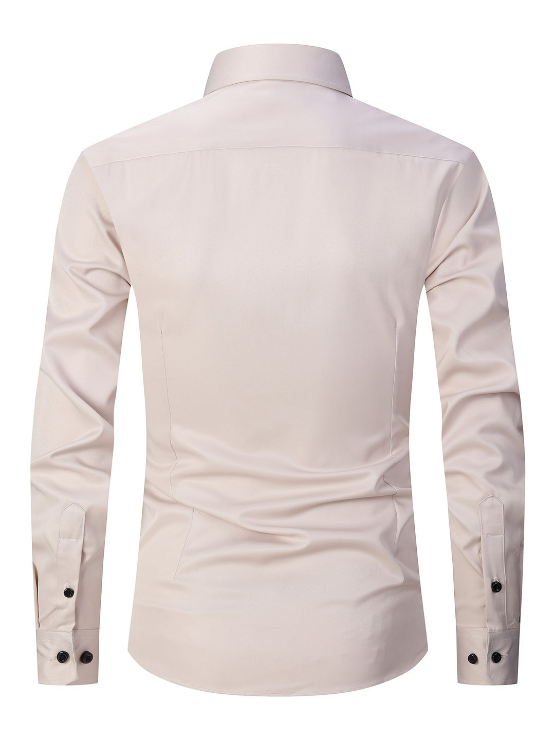 ESEA Men's Europe And The United States Dress Shirt Conventional Version Of Pure-color Non-pocket Wrinkle-free Business Casual Slim Long-sleeved Shirt Elastic Europe And The United States Plus-size Button-up Commuter Dress Shirt Jacket
