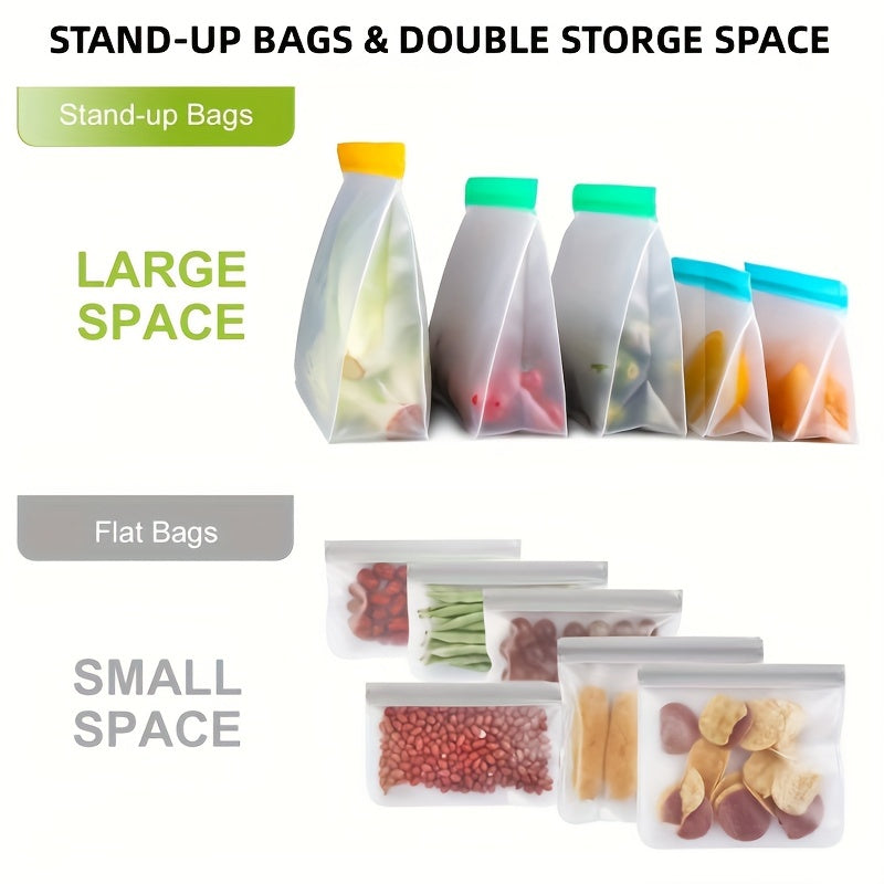 Reusable Silicone Food Storage Bag, Leak Proof And Reusable Freezer Bag, Travel/home Storage Bag -1 Reusable Gallon Bag/1 Reusable Sandwich Bag/1 Reusable Snack Bag (excluding Bisphenol A)