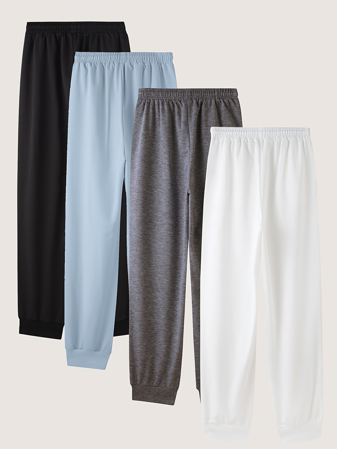 Solid Drawstring Pants 4 Pack, Casual Elastic Waist Versatile Jogger Pants, Women's Clothing