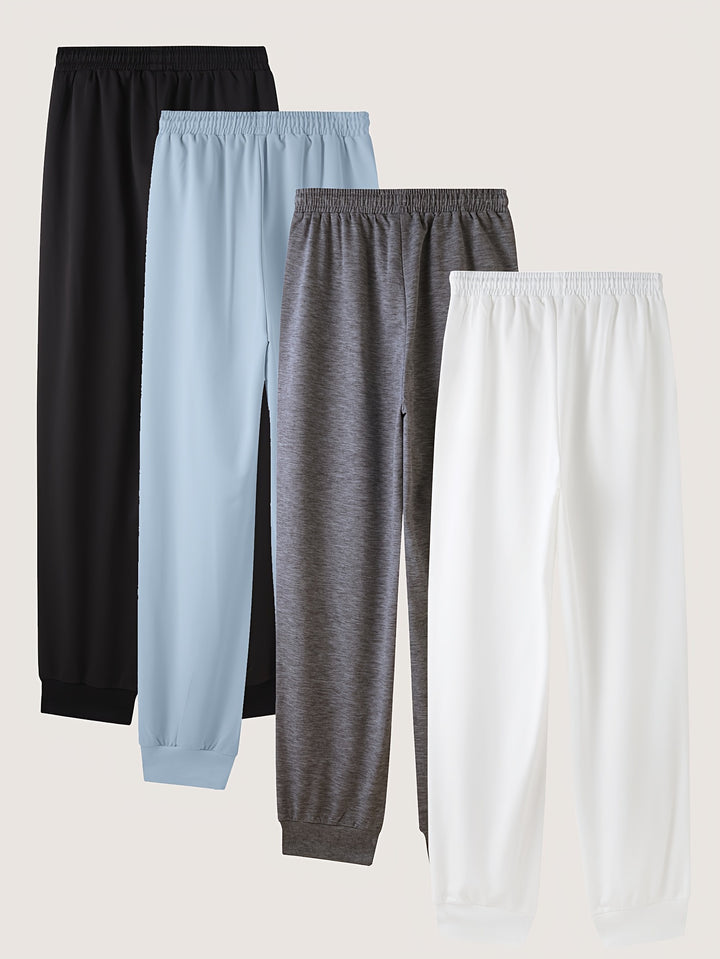 Solid Drawstring Pants 4 Pack, Casual Elastic Waist Versatile Jogger Pants, Women's Clothing