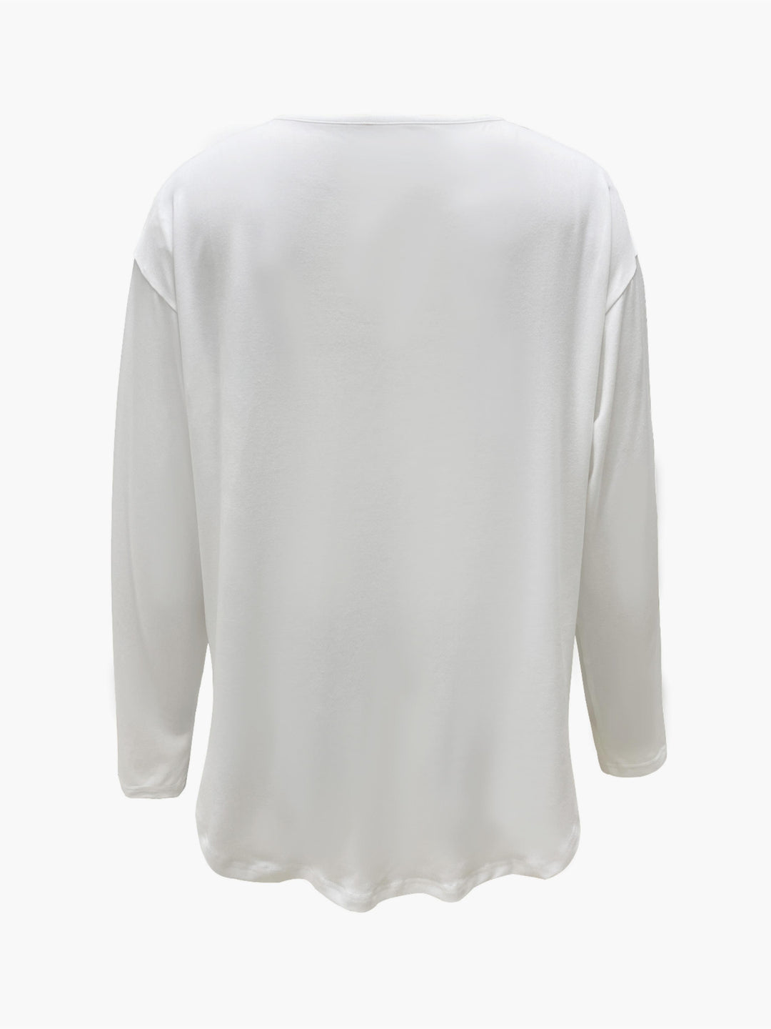 Rhinestone Heart Pattern V Neck T-Shirt, Casual Long Sleeve T-Shirt For Spring & Fall, Women's Clothing