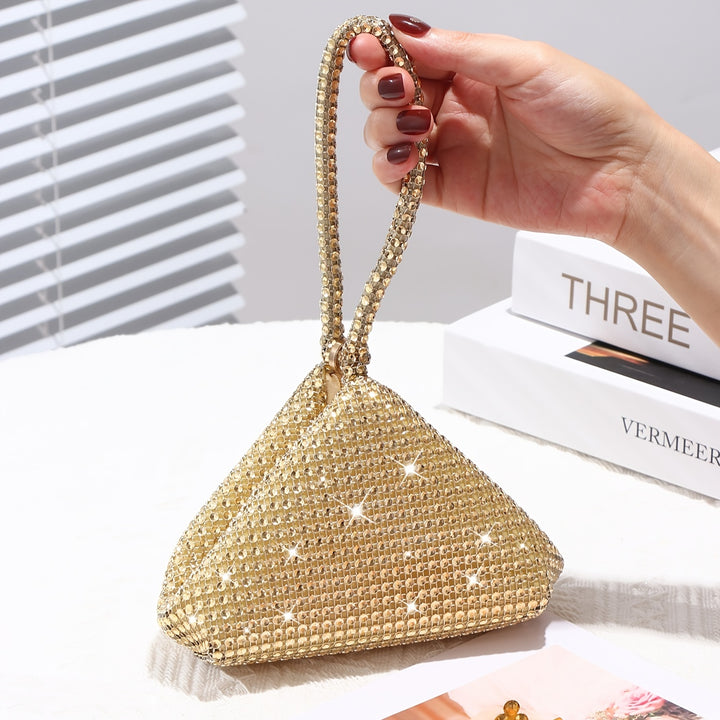 Glitter Rhinestone Evening Bag, Luxury Triangle Clutch Purse, Sparkly Handbag For Wedding Party Prom Banquet