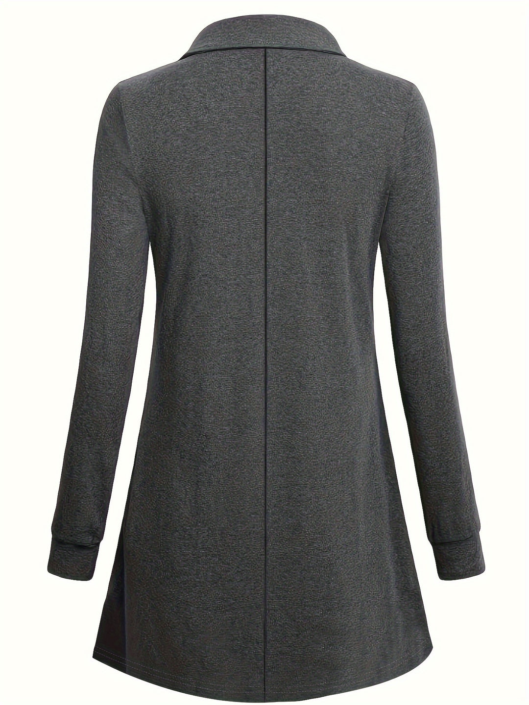 Solid Button Front Pleated Top, Casual Long Sleeve Top For Spring & Fall, Women's Clothing