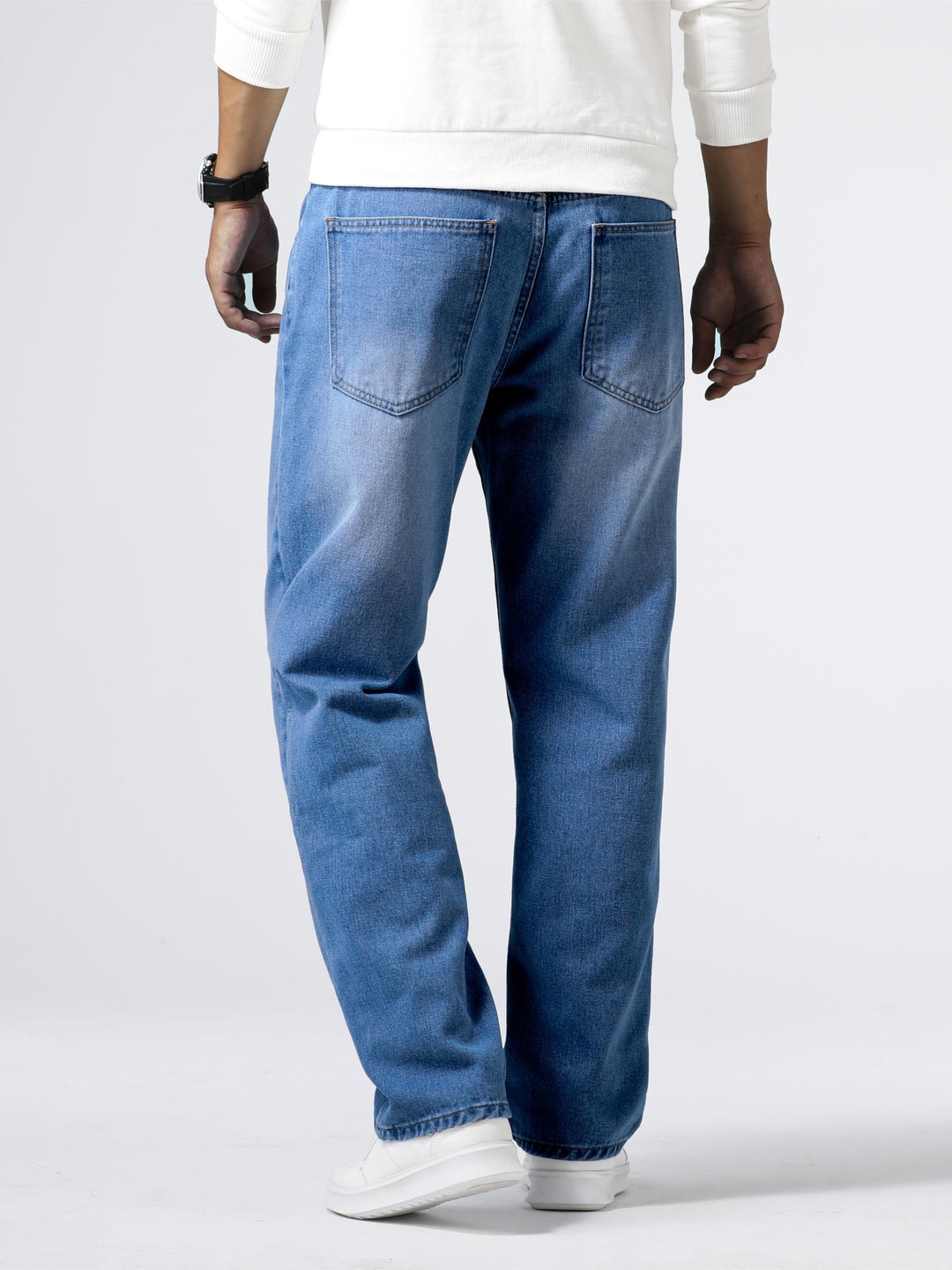 Loose Fit Straight Leg Jeans, Men's Casual Street Style Distressed Denim Pants For All Seasons