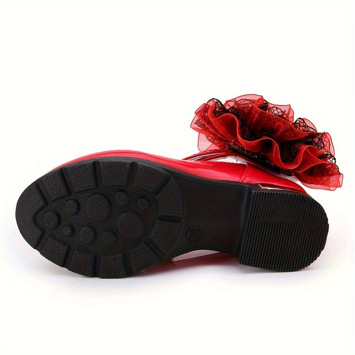 Trendy Elegant Flower Mary Jane Shoes For Girls, Breathable Anti-slip Dress Shoes For Performance Party, Spring And Summer