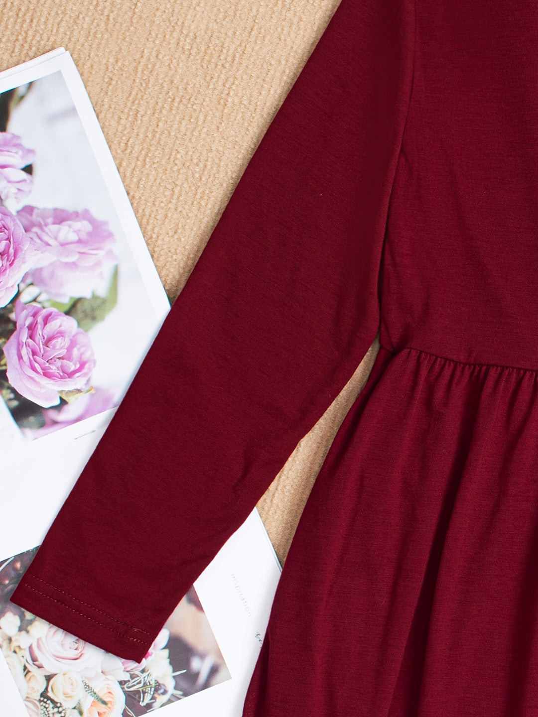 Solid Long Sleeve Pockets Maxi Dress For Girls Comfy Fit Kids Elegant Casual Dresses For Spring/ Fall