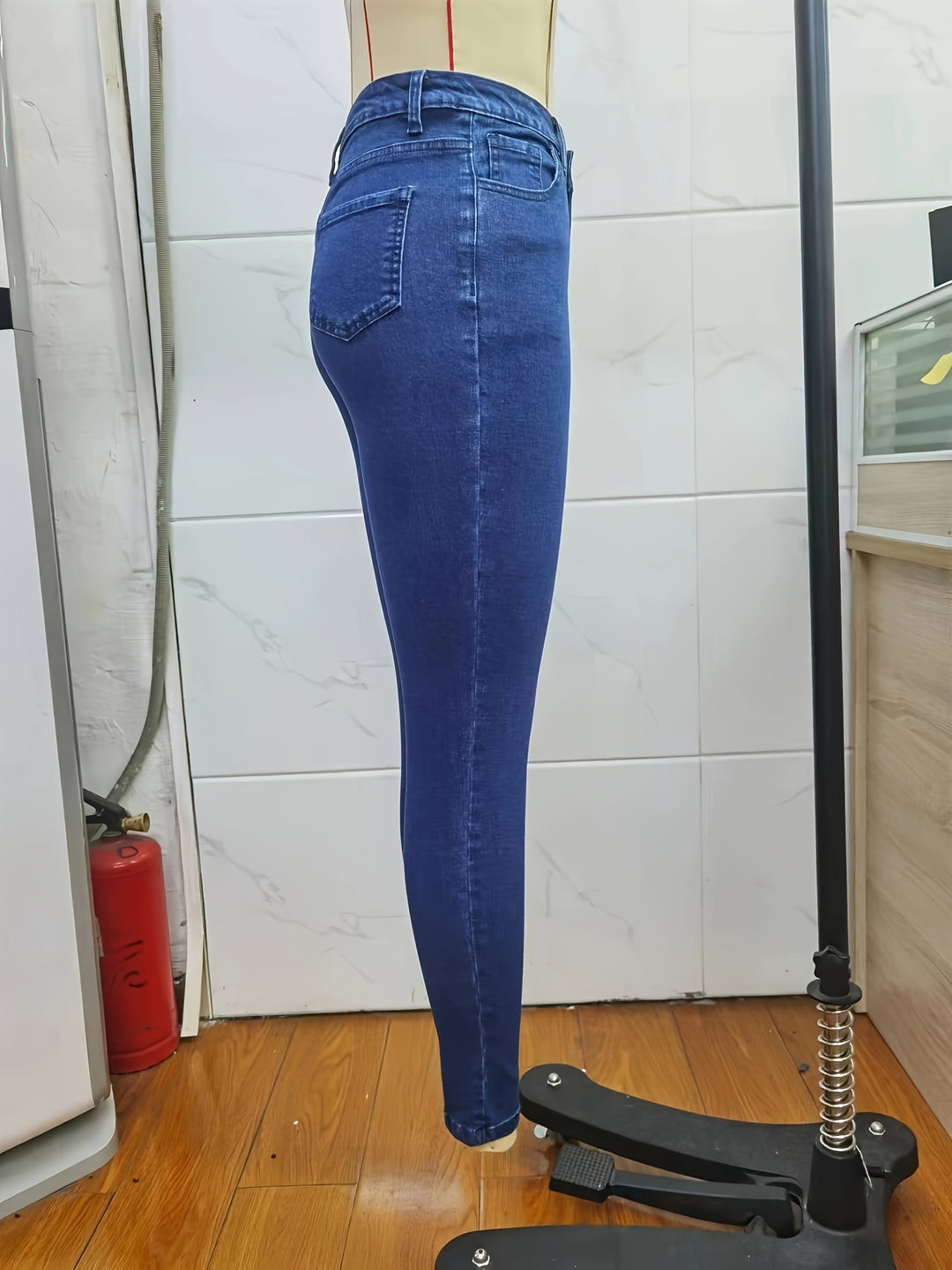 Blue High Stretch Skinny Jeans, Slim Fit Slant Pockets Versatile Tight Jeans, Women's Denim Jeans & Clothing