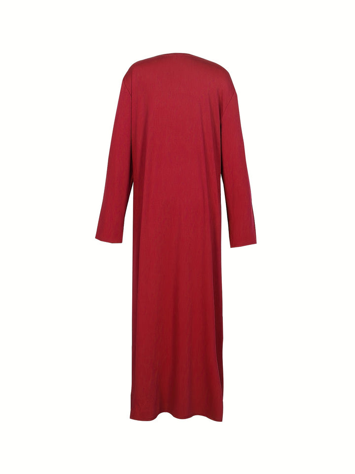 Plus Size Sexy Outfits Two Piece Set, Women's Plus Solid Long Sleeve Open Front Cardigan & Bodycon Tube Dress Outfits Two Piece Set