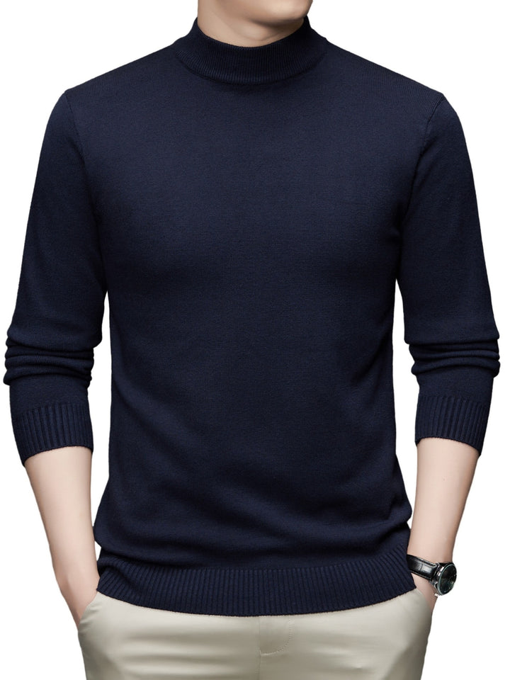 Men's Stylish Solid Knitted Pullover, Casual  Breathable Long Sleeve Turtle Neck Top For City Walk Street Hanging Outdoor Activities