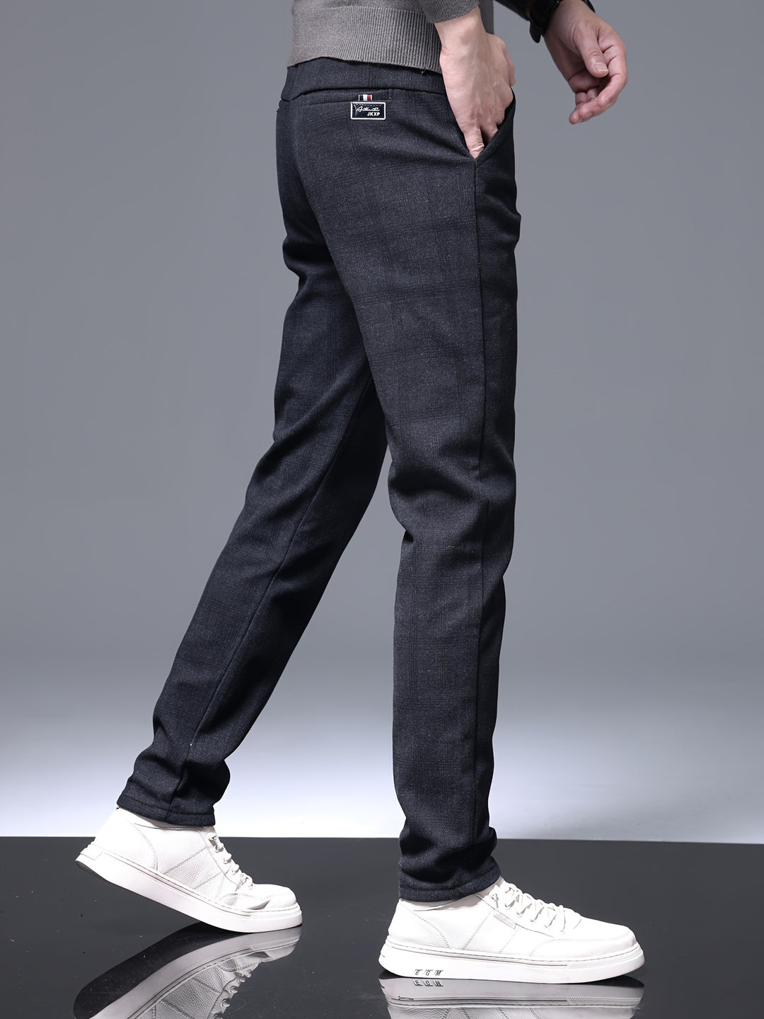 Retro Style Checkered Men's Casual Long Slim Fit Pants With Multi Pocket, Spring Fall Outdoor