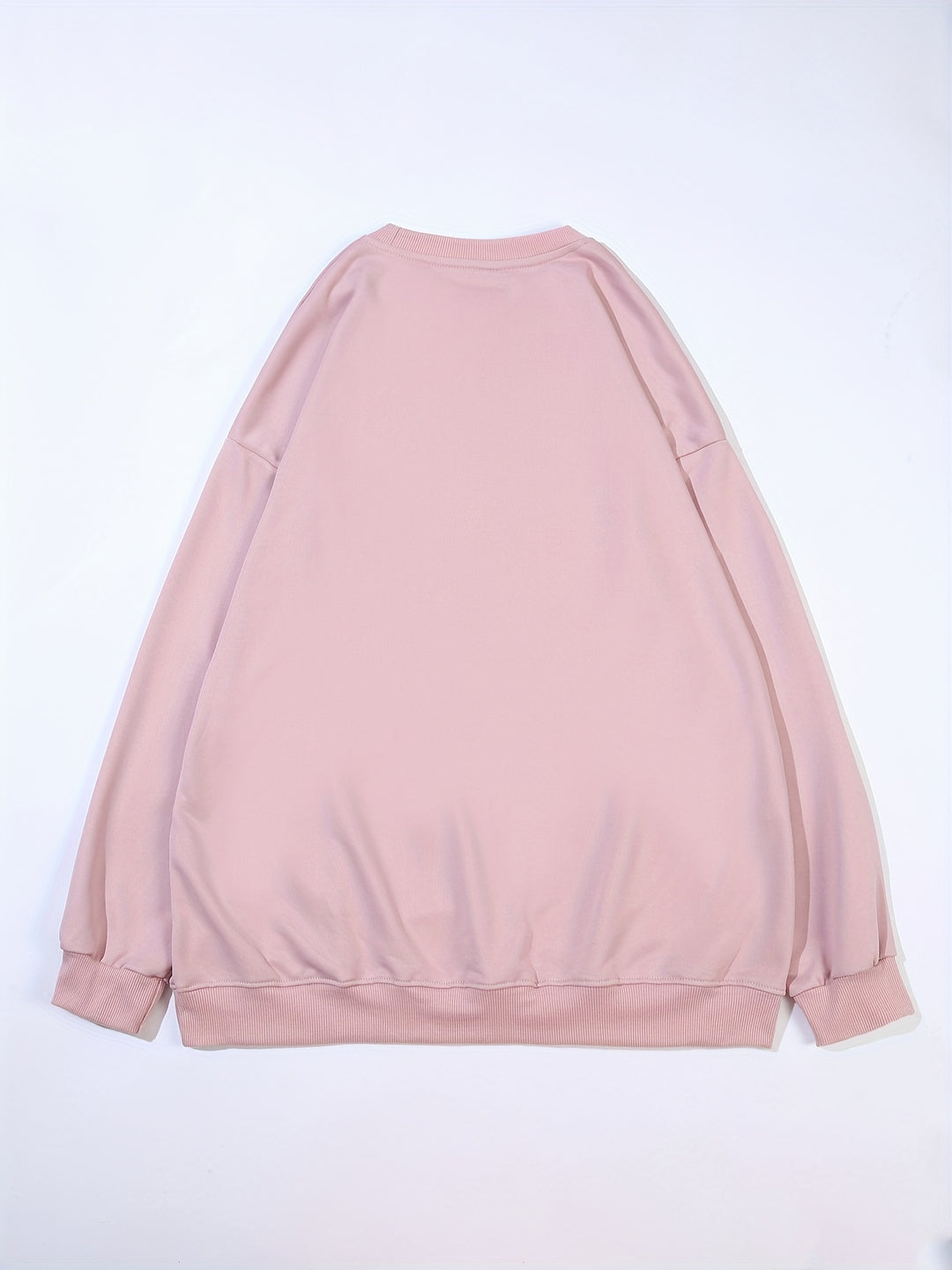 Plus Size Heart & Letter Print Sweatshirt, Casual Long Sleeve Crew Neck Sweatshirt, Women's Plus Size Clothing