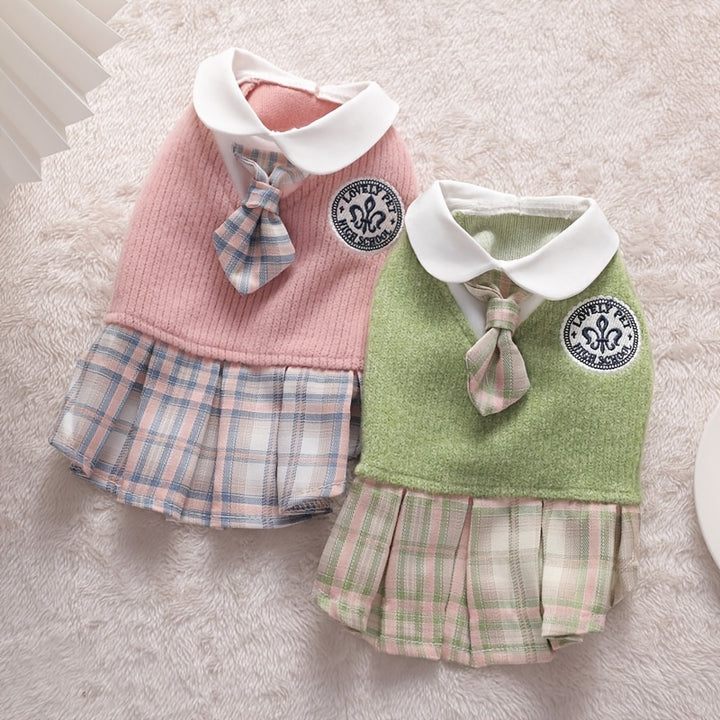 Sweet Bowknot Dog Sweater Dress, Winter Warm Pet Clothes, Costume For Small Medium Large Dog & Cat