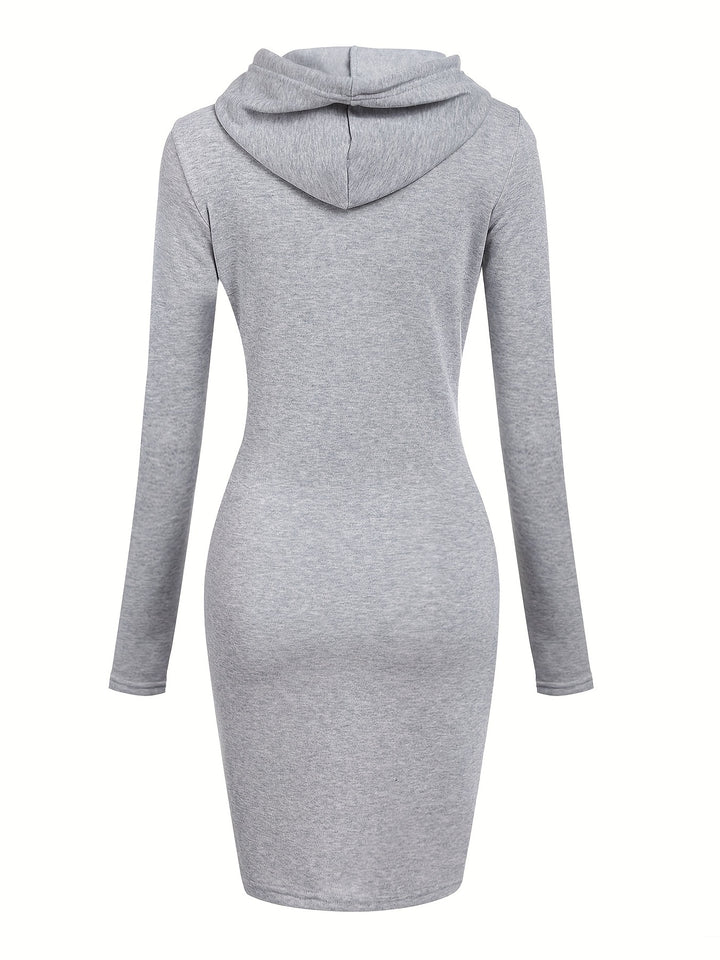 Elegant Girls Hooded Dress With Pocket Casual Solid Long Sleeve Dress Spring Fall Christmas Gift