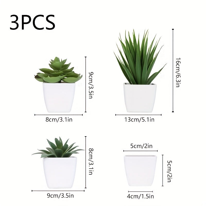 3pcs, Fake Potted Succulents, Plastic Potted Plant, Small Potted Plant, Artificial Plant Landscape Decoration Simulation Succulent For Indoor Living Room Office Bedroom Hotel Decoration