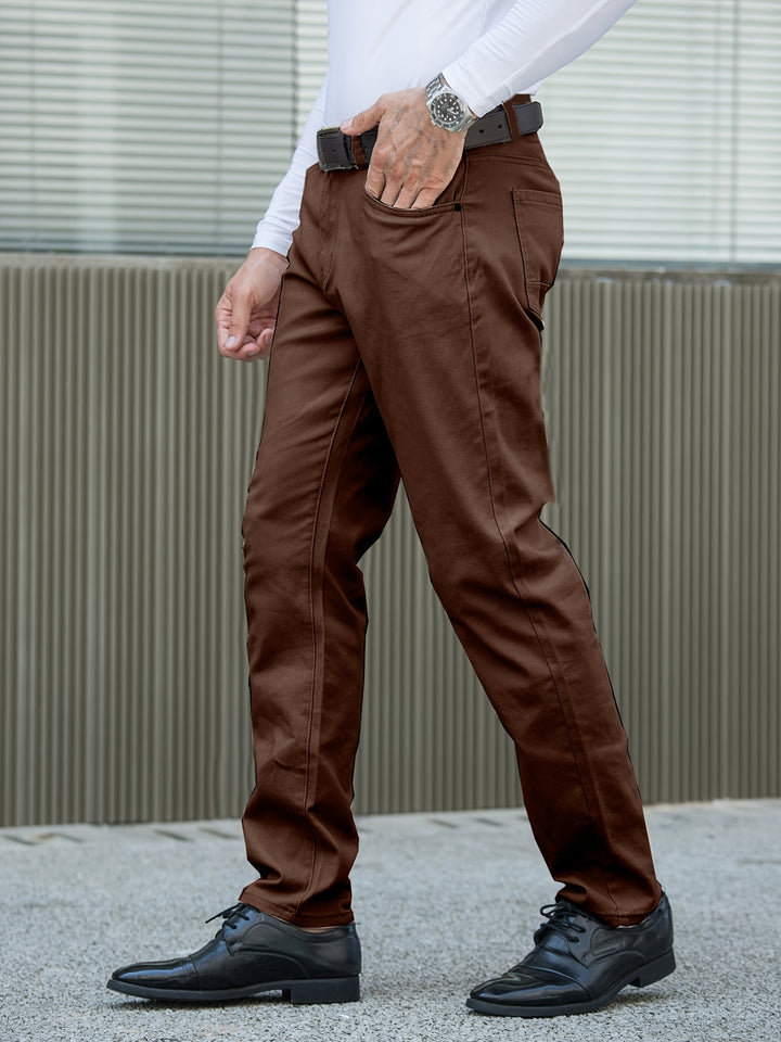 Men's Solid Color Business Casual Straight Pants