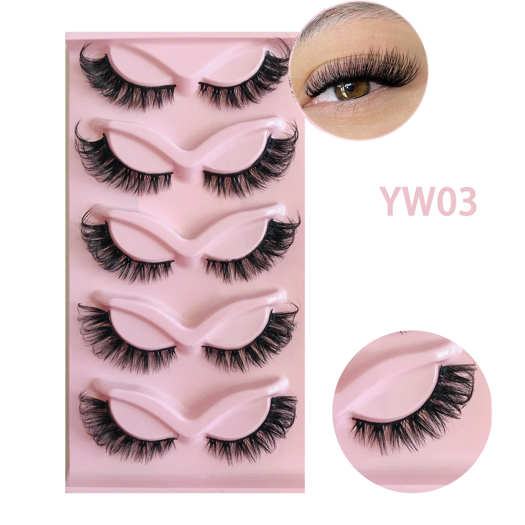 5 Pairs Cat Eye Fox Eye Imitation Mink False Eyelashes Sexy Lashes Extension Makeup