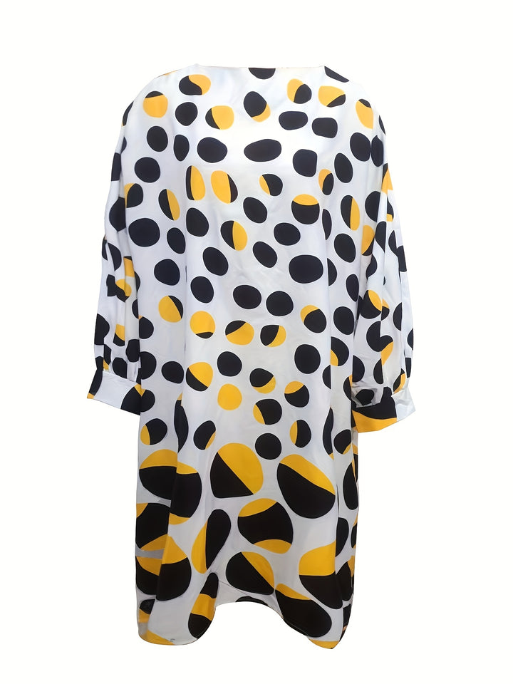 Stylish Polka Dot Dress for Women, Perfect for Casual Wear, Asymmetrical Long Sleeve Design