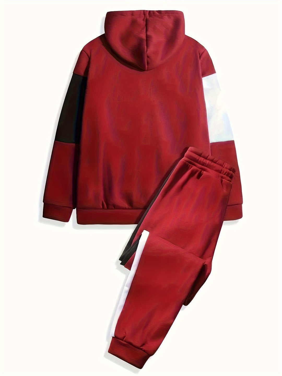 Color Block Men's 2Pcs Outfits, Casual Hoodies Long Sleeve Pullover Hooded Sweatshirt And Sweatpants Joggers Set For Spring Fall, Men's Clothing
