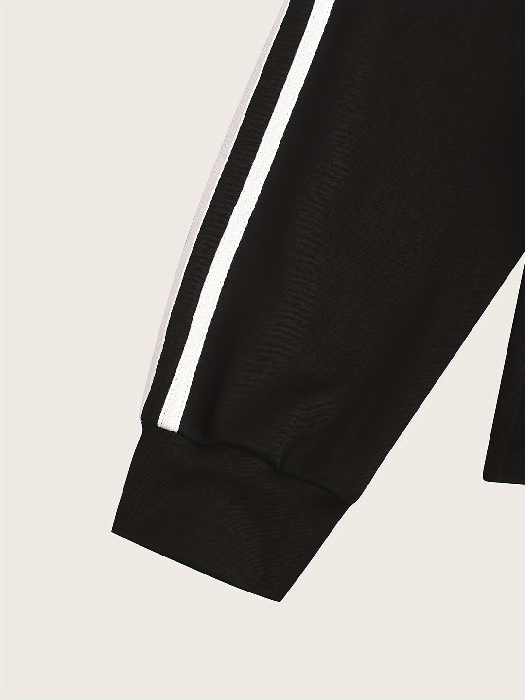 Plus Size Sporty Outfits Set, Women's Plus Striped Long Sleeve Zipper Front Medium Stretch Coat & Joggers Outfits 2 Piece Set