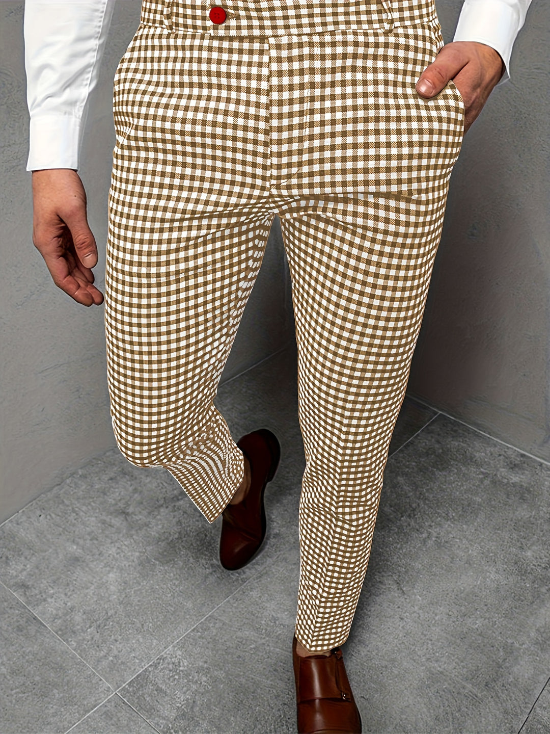 New Men's Plaid Casual Pants Business Social Suit Pants