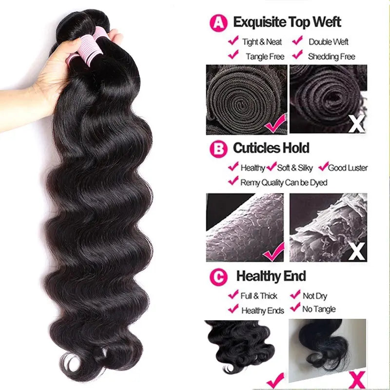 PerisModa Body Wave Human Hair Bundles - 30\" Virgin Hair