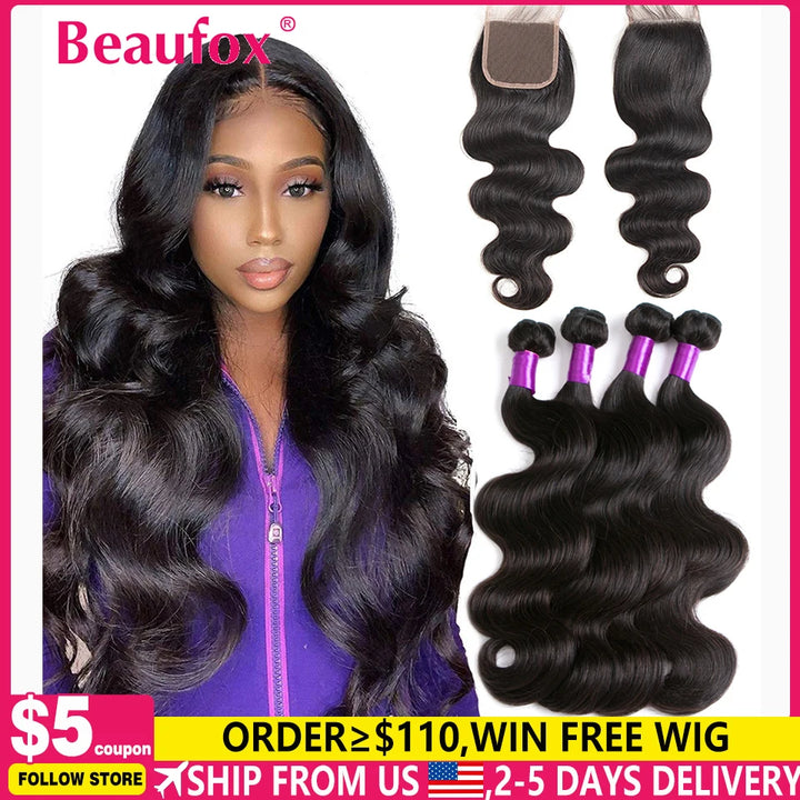 Beaufox Body Wave Bundles With Closure