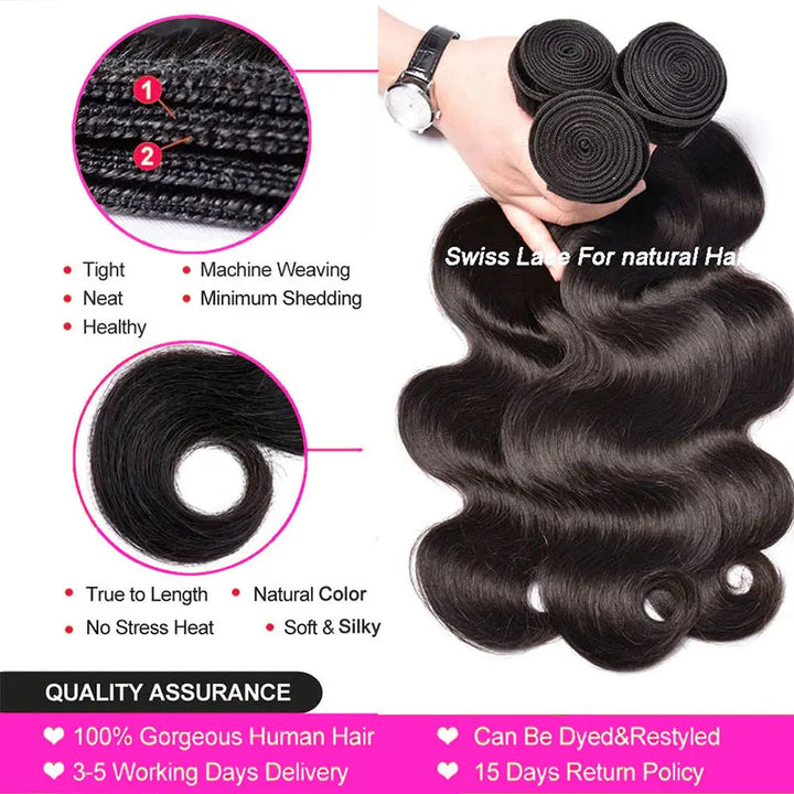 PerisModa Body Wave Human Hair Bundles - 30\" Virgin Hair