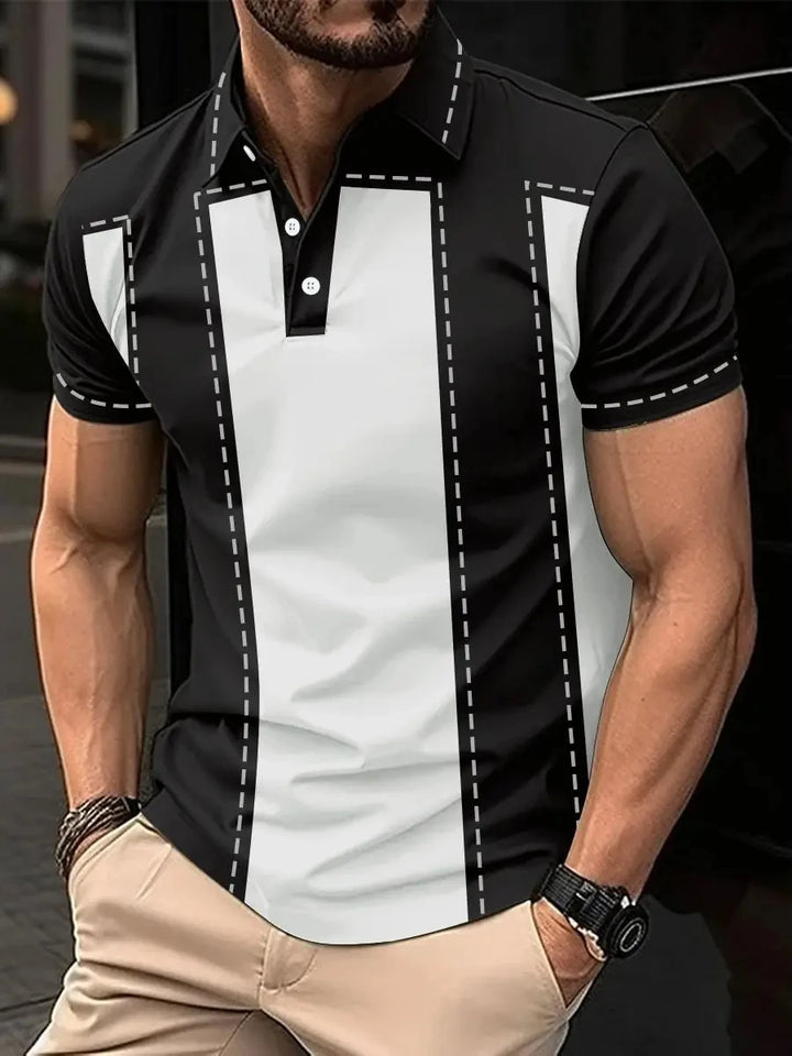 Men's Striped Business Polo Shirt