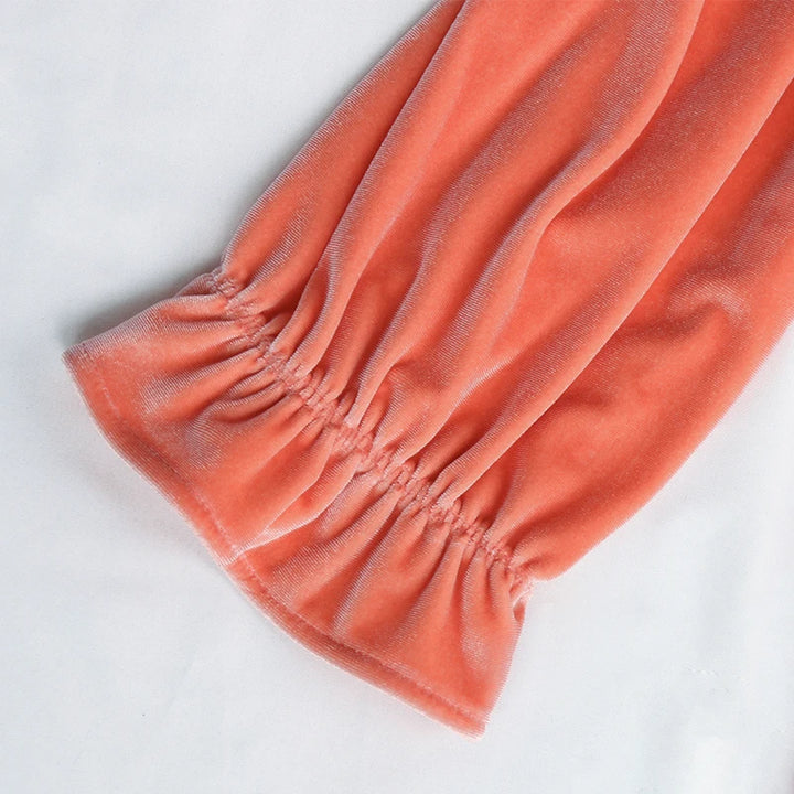 Nerazzurri Velvet Dress - Black White 3/4 Puff Sleeve