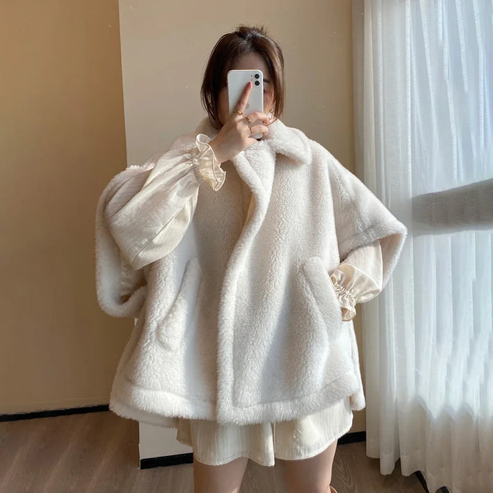 Warm Wool Coat for Women - Streetwear Fashion, Alpaca & Wool Blend, No Brand/Logo - BL3696