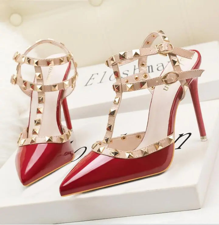 Sexy Roman Style Rivet Sandals - 10CM Stiletto Heels - Waterproof Platform - PU Material - ZWM-9616-56ZWM