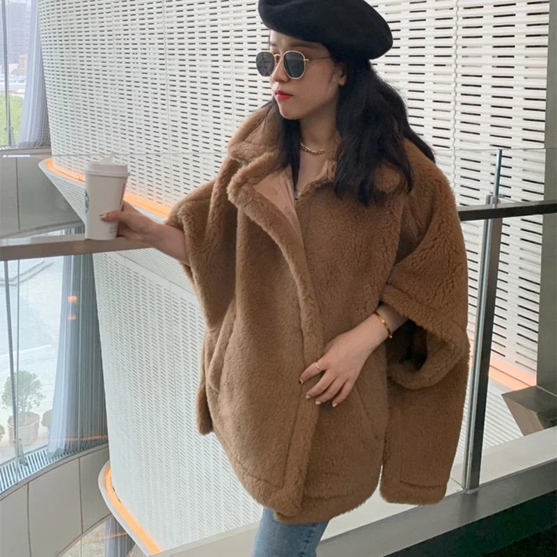 Warm Wool Coat for Women - Streetwear Fashion, Alpaca & Wool Blend, No Brand/Logo - BL3696