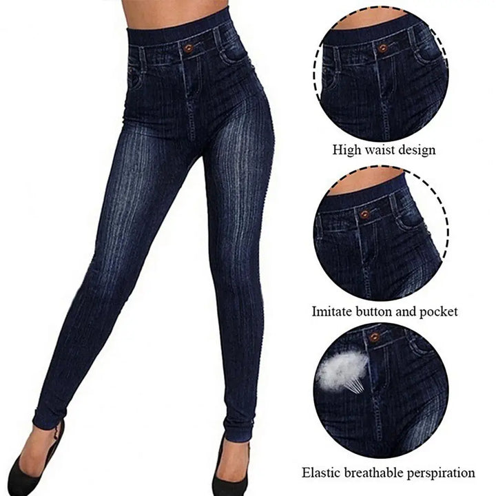 High Waist Skinny Jeans with Pockets - Women's Casual Stretch Pants