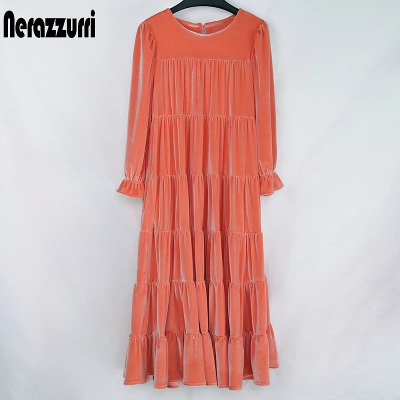 Nerazzurri Velvet Dress - Black White 3/4 Puff Sleeve